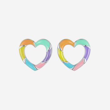 Silver Rainbow Heart Earrings