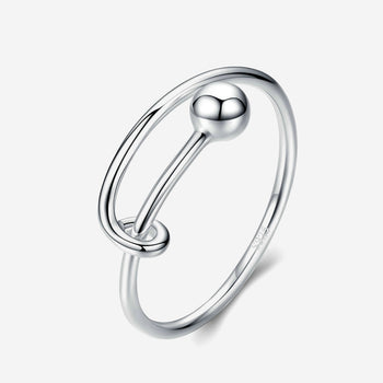 silver round bead ring