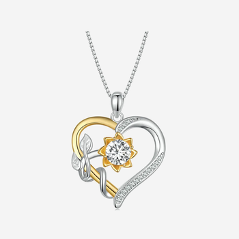 Silver Heart Shape Flower Necklace