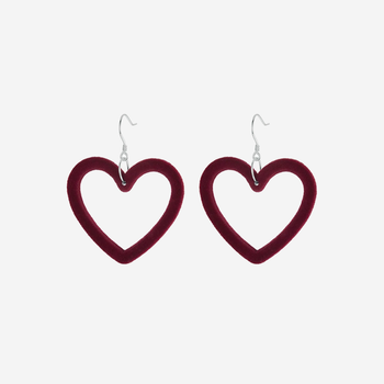 Silver Velvet Heart shaped Earrings