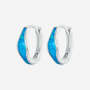 Opal Hoop Earrings in Silver