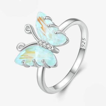silver Colorful Butterfly Ring