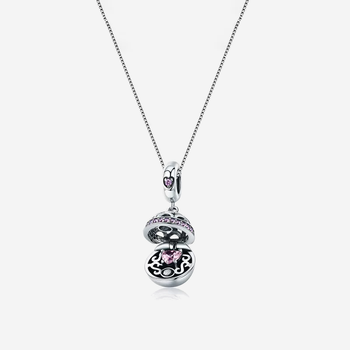 silver Love Gift Box Dangle Ball Necklace