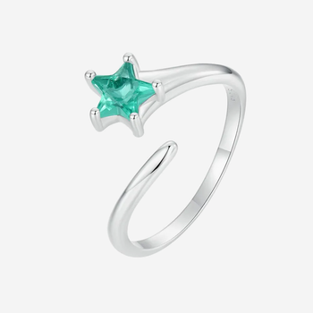 silver Green Star Ring