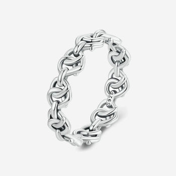 Intertwined Heart Chain Ring