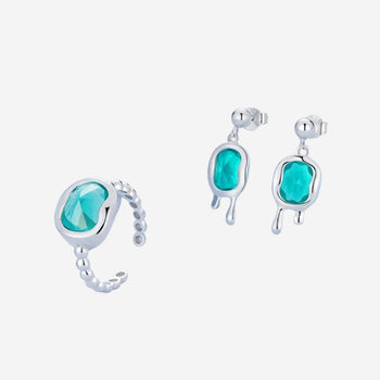 Lake Blue Glass  Jewelry Set
