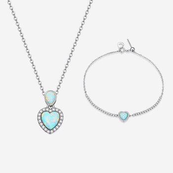 Opal Heart Jewelry Set