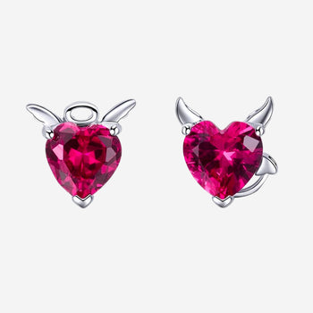 Angel And Devil Heart Stud Earrings